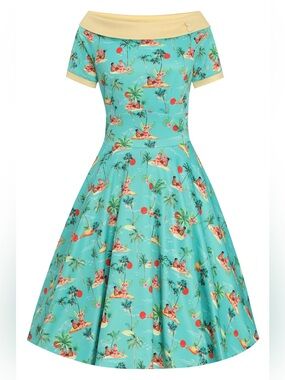 NWT Dolly & Dotty Tropical Tiki Luau Pinup Dress UK 14 US 10 (fits XL 1X)